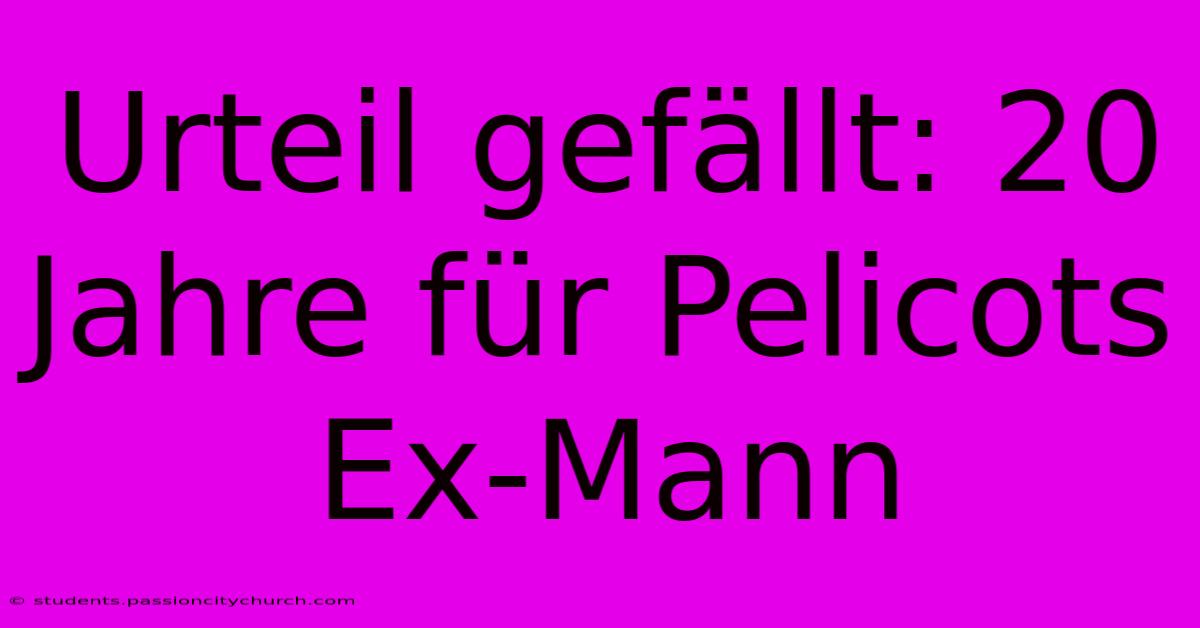 Urteil Gefällt: 20 Jahre Für Pelicots Ex-Mann