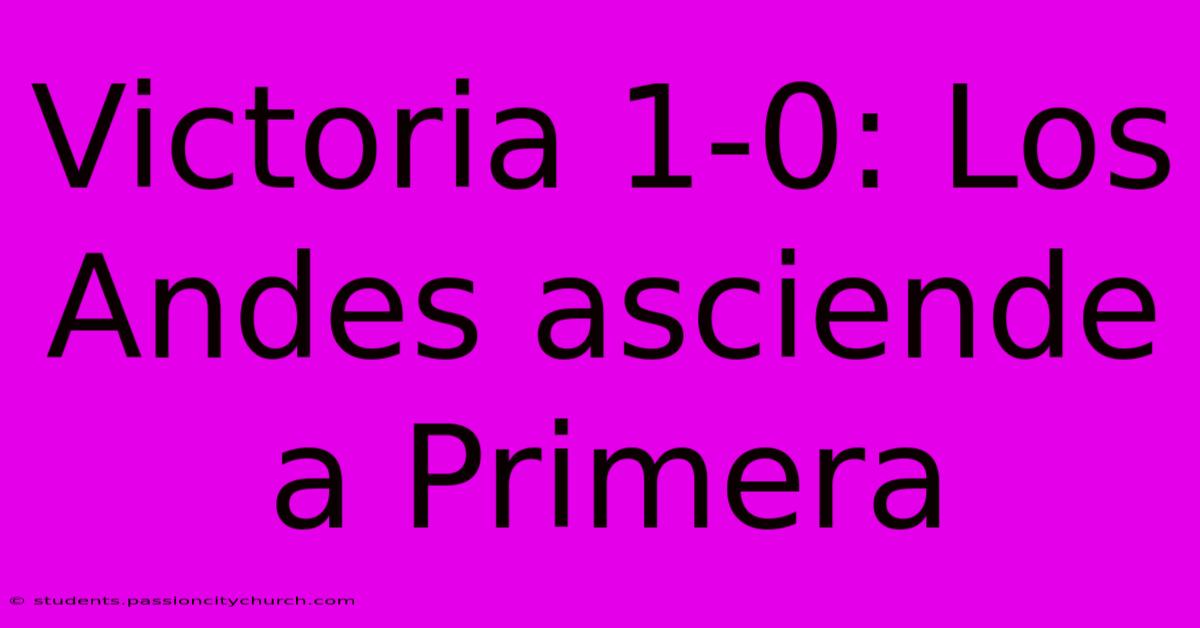 Victoria 1-0: Los Andes Asciende A Primera