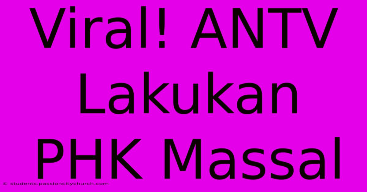 Viral! ANTV Lakukan PHK Massal