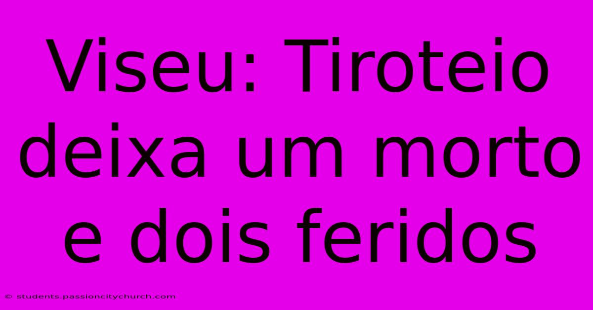 Viseu: Tiroteio Deixa Um Morto E Dois Feridos