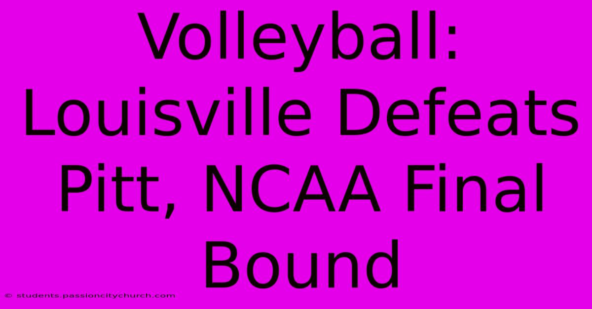 Volleyball: Louisville Defeats Pitt, NCAA Final Bound