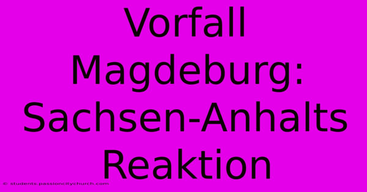 Vorfall Magdeburg: Sachsen-Anhalts Reaktion