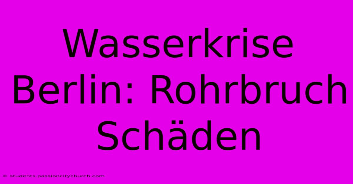 Wasserkrise Berlin: Rohrbruch Schäden