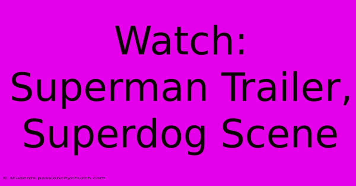 Watch: Superman Trailer, Superdog Scene