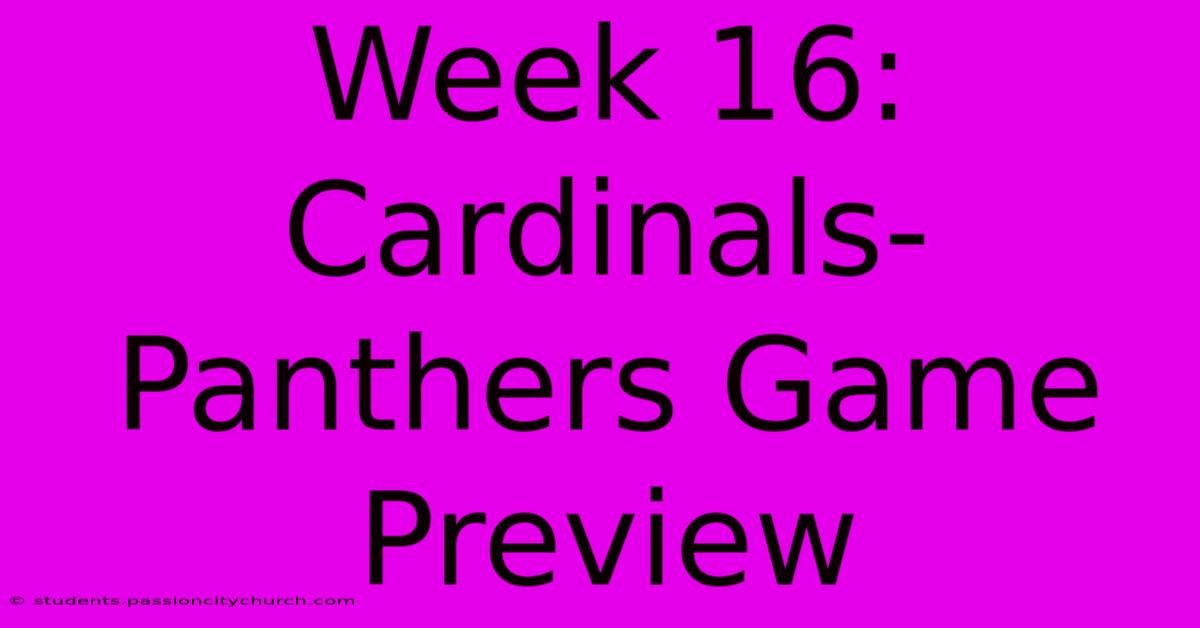 Week 16: Cardinals-Panthers Game Preview