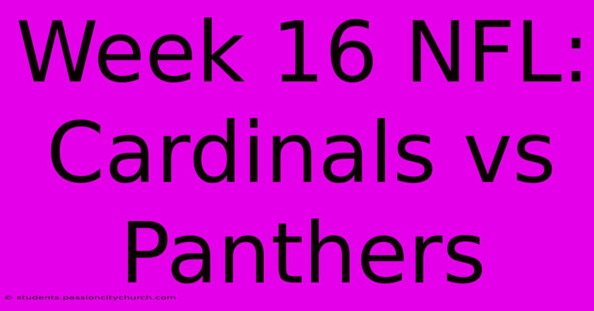 Week 16 NFL: Cardinals Vs Panthers