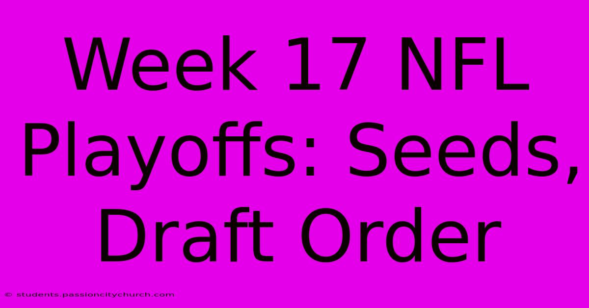 Week 17 NFL Playoffs: Seeds, Draft Order