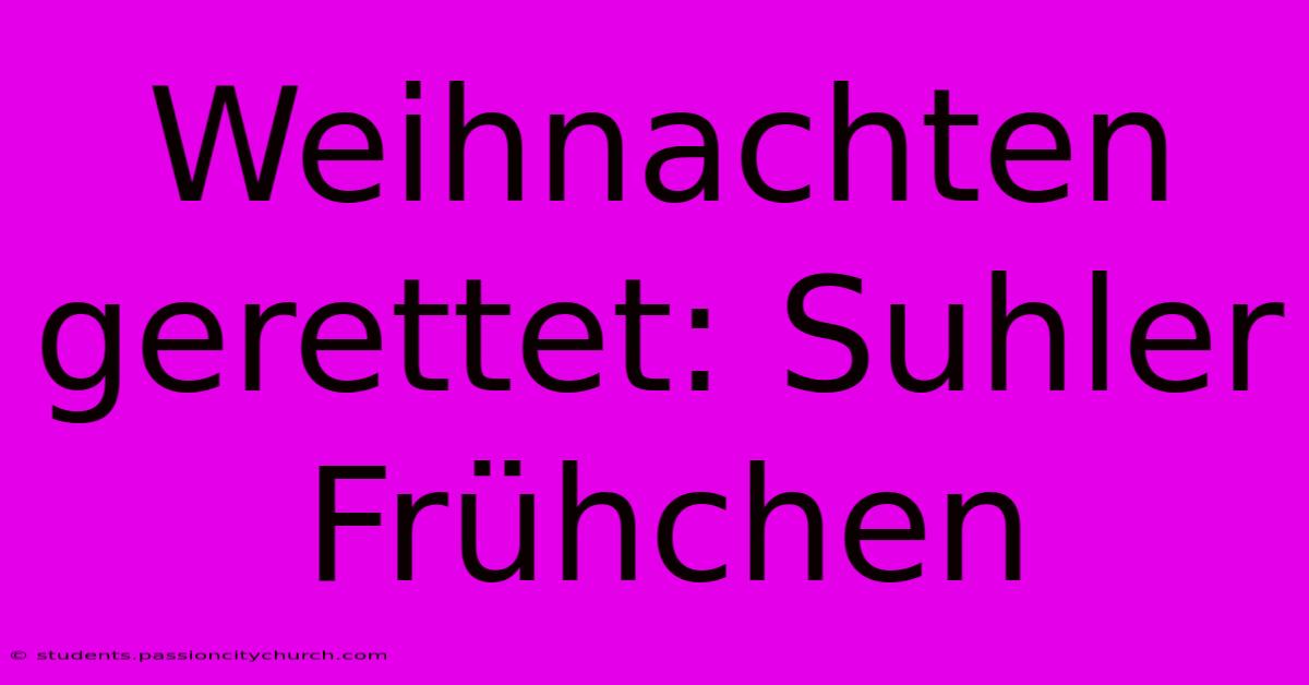 Weihnachten Gerettet: Suhler Frühchen