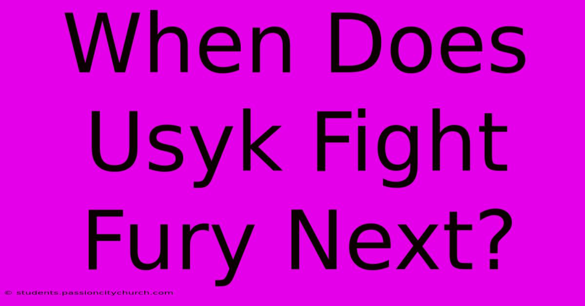 When Does Usyk Fight Fury Next?