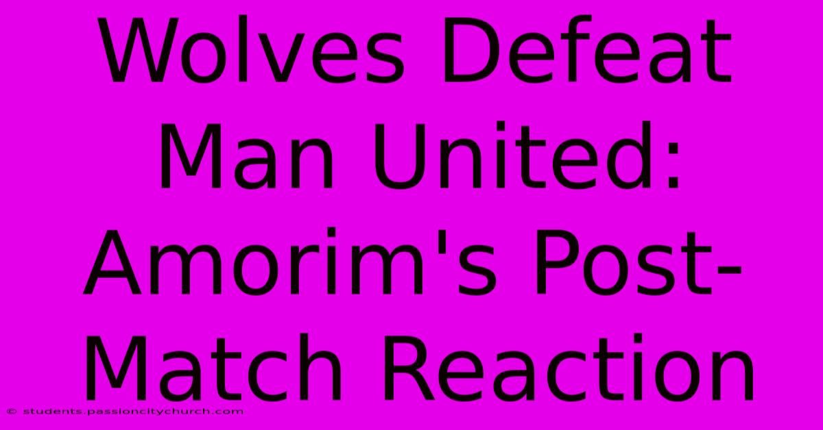 Wolves Defeat Man United: Amorim's Post-Match Reaction