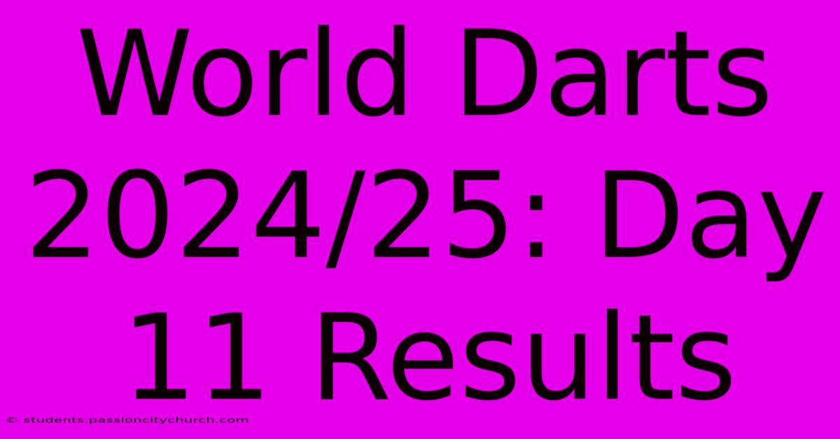 World Darts 2024/25: Day 11 Results