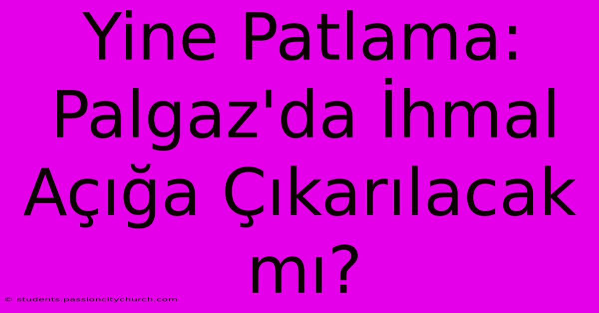 Yine Patlama: Palgaz'da İhmal Açığa Çıkarılacak Mı?